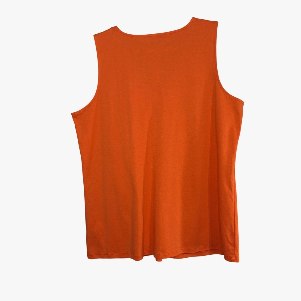 Talbots Plus Size 2X‎ Orange Twist Front V-Neck Sleeveless Cotton Tank Top NWT - Picture 2 of 7